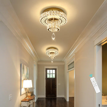 Modern Glam Ceiling Chandelier Bedroom Light Fixtures Crystal Flat Sloping Ceiling Lights Kitchen Dining Room