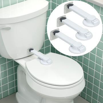 Toilet Lock (3 Pack) Ideal Baby Proof Toilet Lid Lock with Arm - No Tools Needed Easy Installation with 3M Adhesive