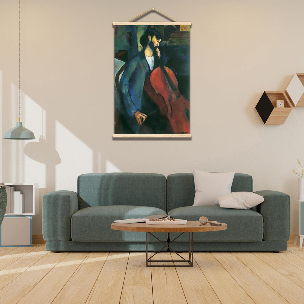 Amedeo Modigliani Canvas Wall Art The Cellist Poster Vintage Painting Print Wooden Poster Hanger Room Aesthetic Decor