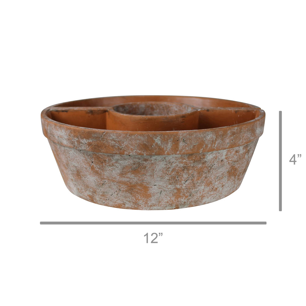Tresco Rustic Half Round Terra Cotta and Cement Planter for Outdoor Sun Umbrella Poles - 4.5" Center Hole - No