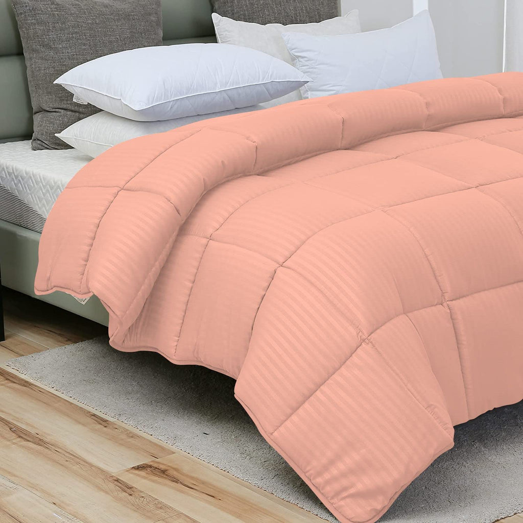 Luxurious 1000 Thread Count 5 Piece Comforter Set, 100% Egyptian Cotton Cover, Damask Stripe, 500 GSM Filling