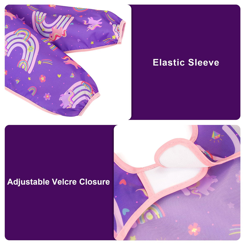 5 Pack Long Sleeve Bibs, Baby Smock Waterproof Sleeved Bib Smock for Baby Toddler 6-24 Months