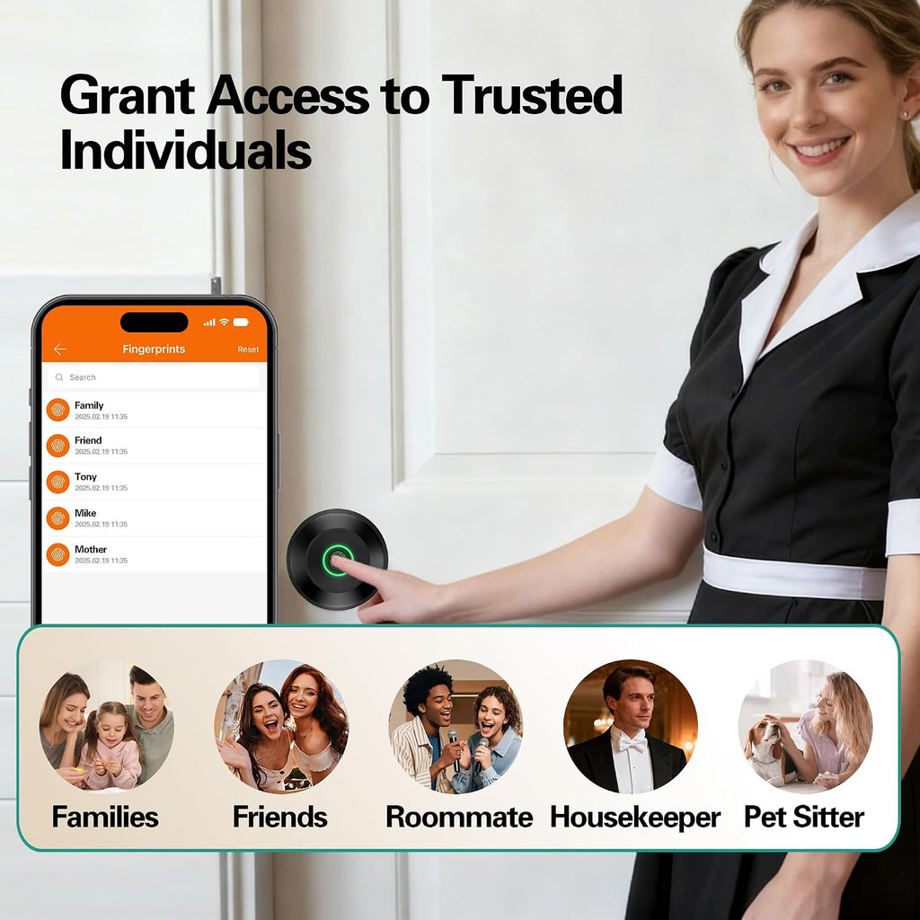 Smart Door Knob, Fingerprint Door Knob, Biometric Smart Door Lock with App Control, Metal Alloy Door Knobs, Easy