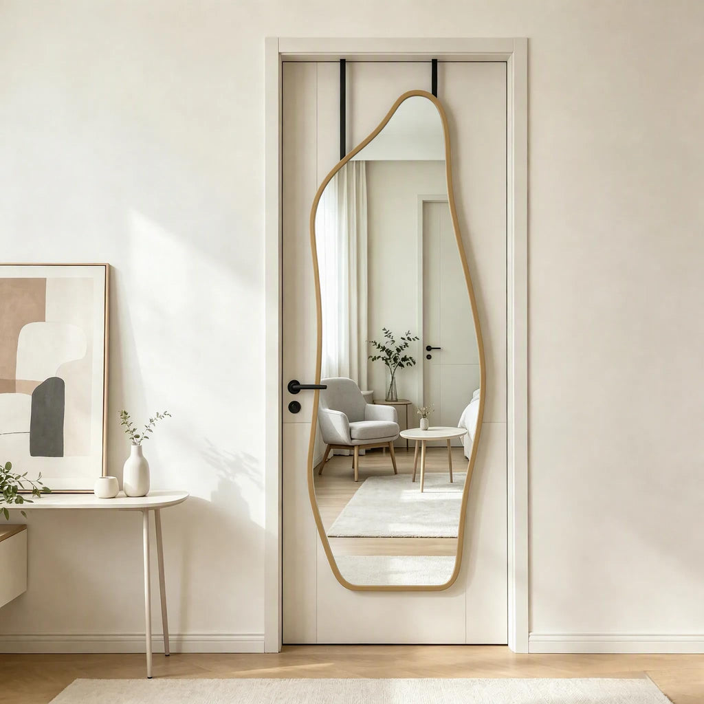 16" x 48" Irregular Dolphin Full Length Over Door Mirror Gold