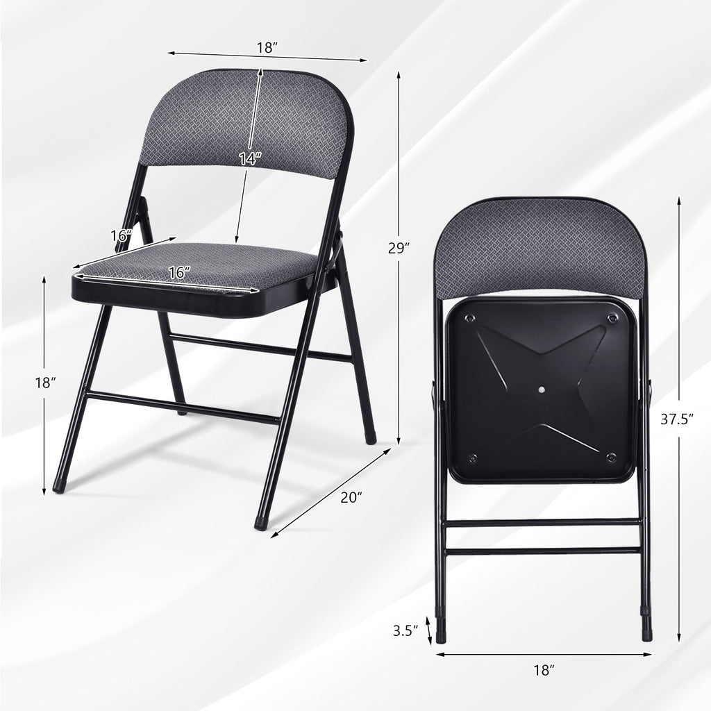 4 Pack Upholstered Folding Chairs with Steel Frame