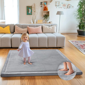Ultra Soft 1.3" Thick Baby Play Mat for Floor, Large Velvet 50"x50" Playpen Mat for Babies, Toddlers, Infants, Kids