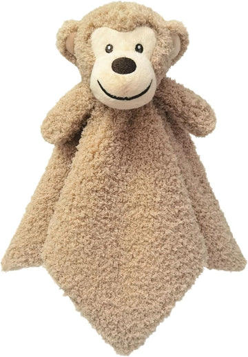 Light Brown Monkey Soft Stuffed Animal Security Blanket, Plush Monkey Character Lovey Blanket, Baby Shower/Nursery