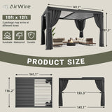 10x12 FT Louvered Pergola, Aluminum Outdoor Pergolas with Ad - Image 2