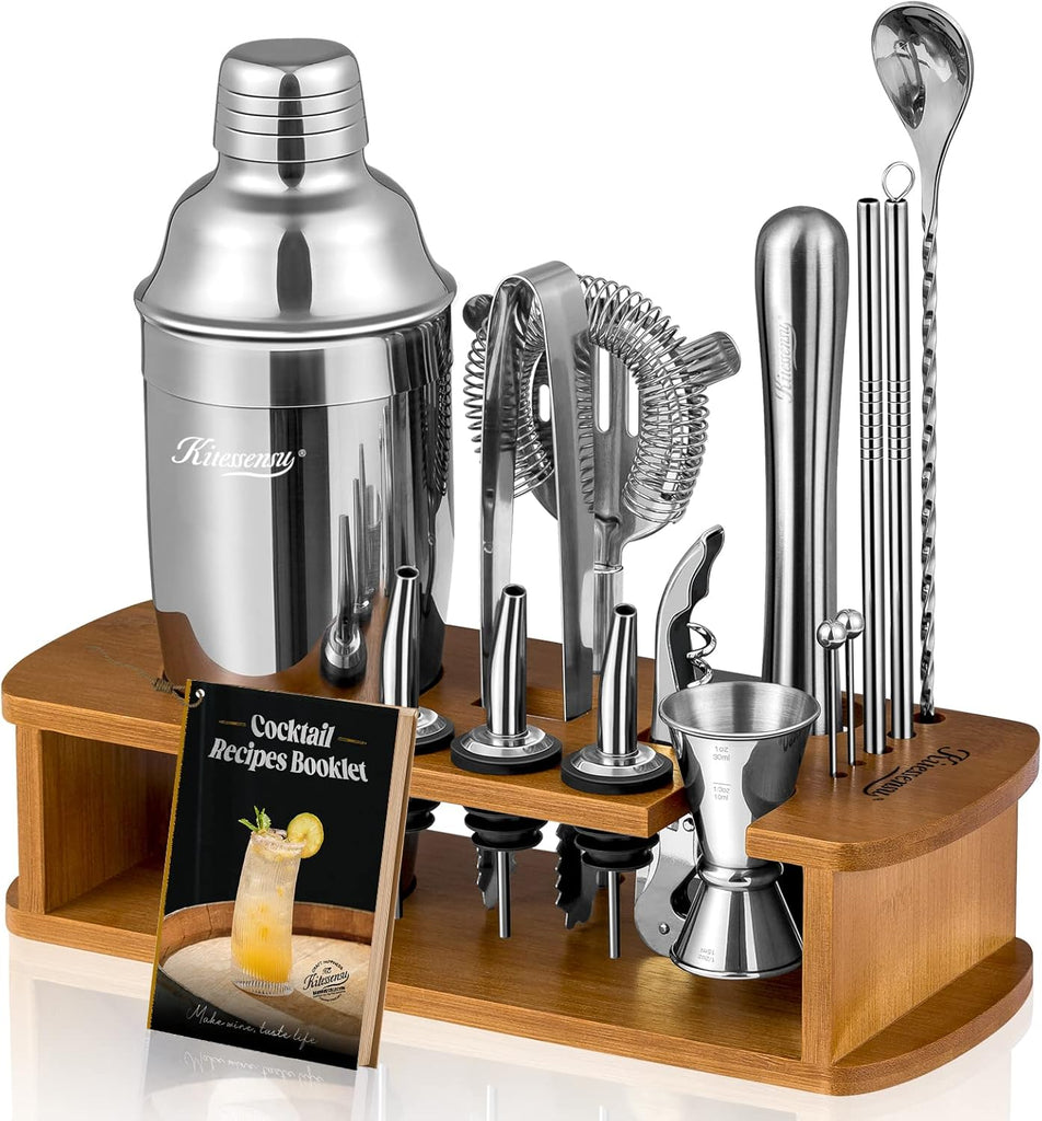Cocktail Shaker Set Bartender Kit with Stand | Bar Set Drink Mixer Set with All Essential Accessory Tools: Martini