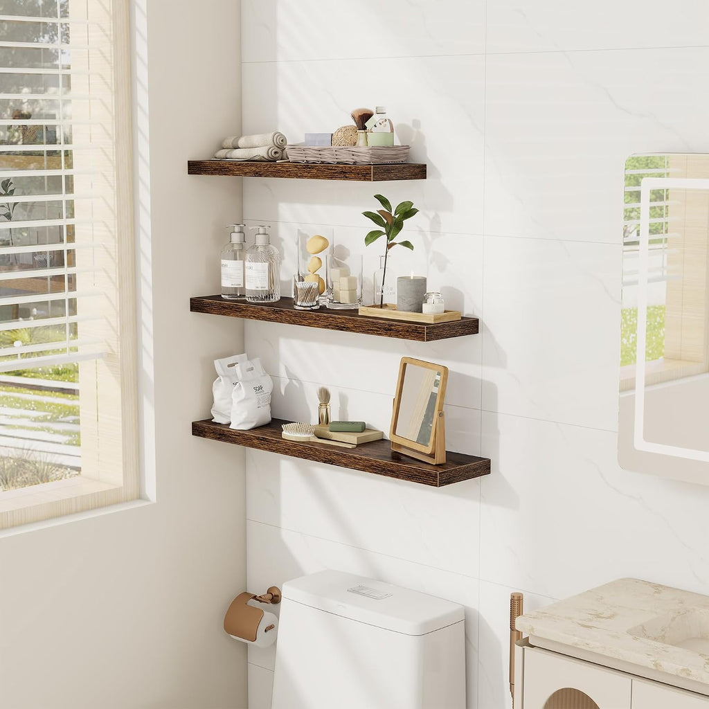 Floating Shelves Wall Shelf 24 inches Long, Farmhouse Bathroom Shelves Bedroom Kitchen Living Room Shelf Wall