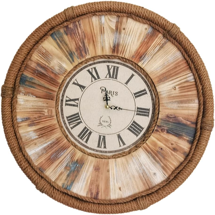 Vintage 24 Inch Wall Clocks,Quartz Silent Non Ticking,Battery Operated,Roman Numeral Style,for Bedroom