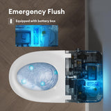 Ceramic Smart One-Piece Toilet with Built-In Bidet, Auto Open and Close Lid, ADA Comfort Height, Auto Deodorizer, Night Light, Digital Display