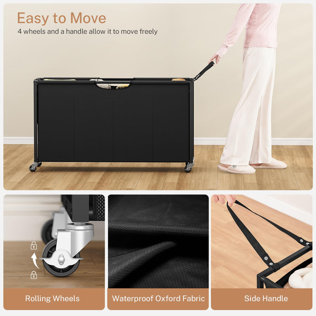Sorter, Rolling Laundry Hamper with 4 Section Pull-Out Bags, 300L Large Laundry Basket Organizer with 3 Drawers