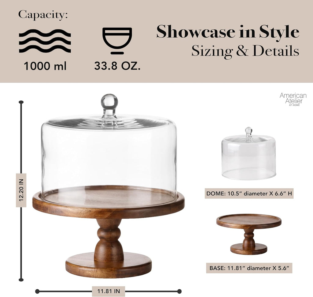 Madera Pedestal Plate with Dome, Brown, 11.8x12.2in