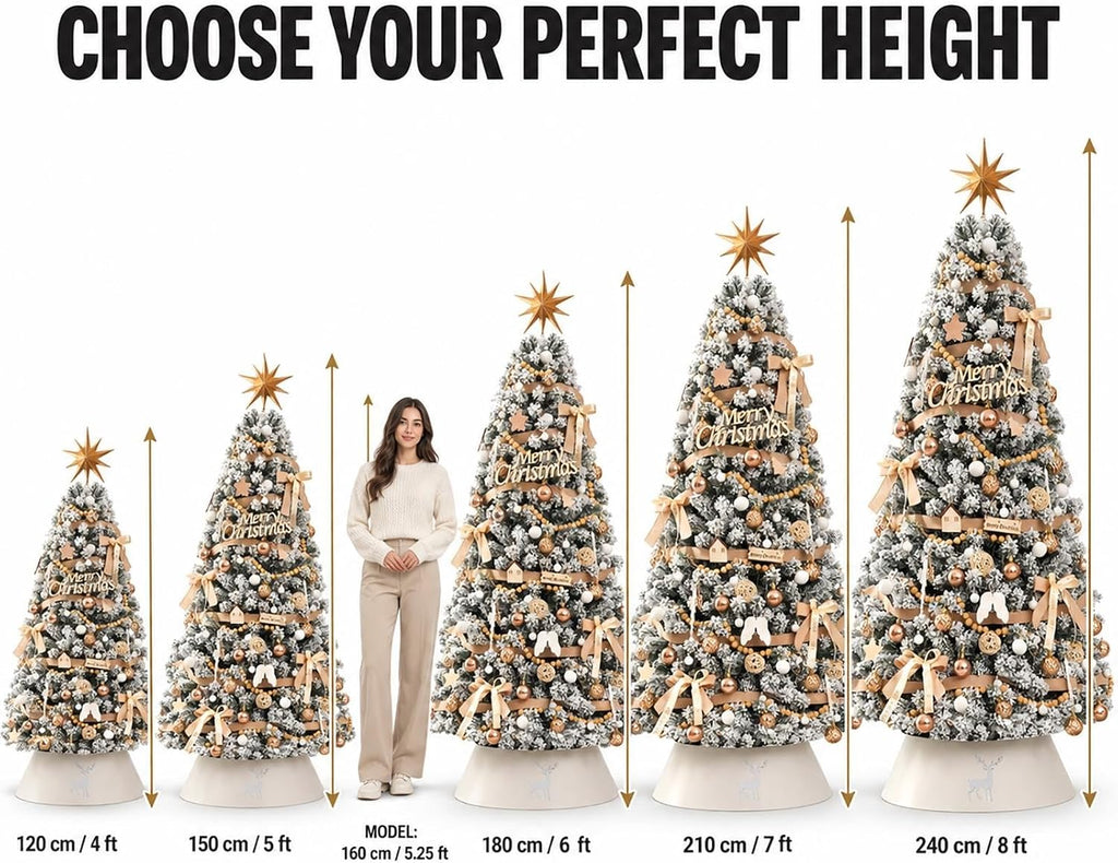 White Christmas Trees with Lights, Flocked Xmas Tree, Artificial Tree