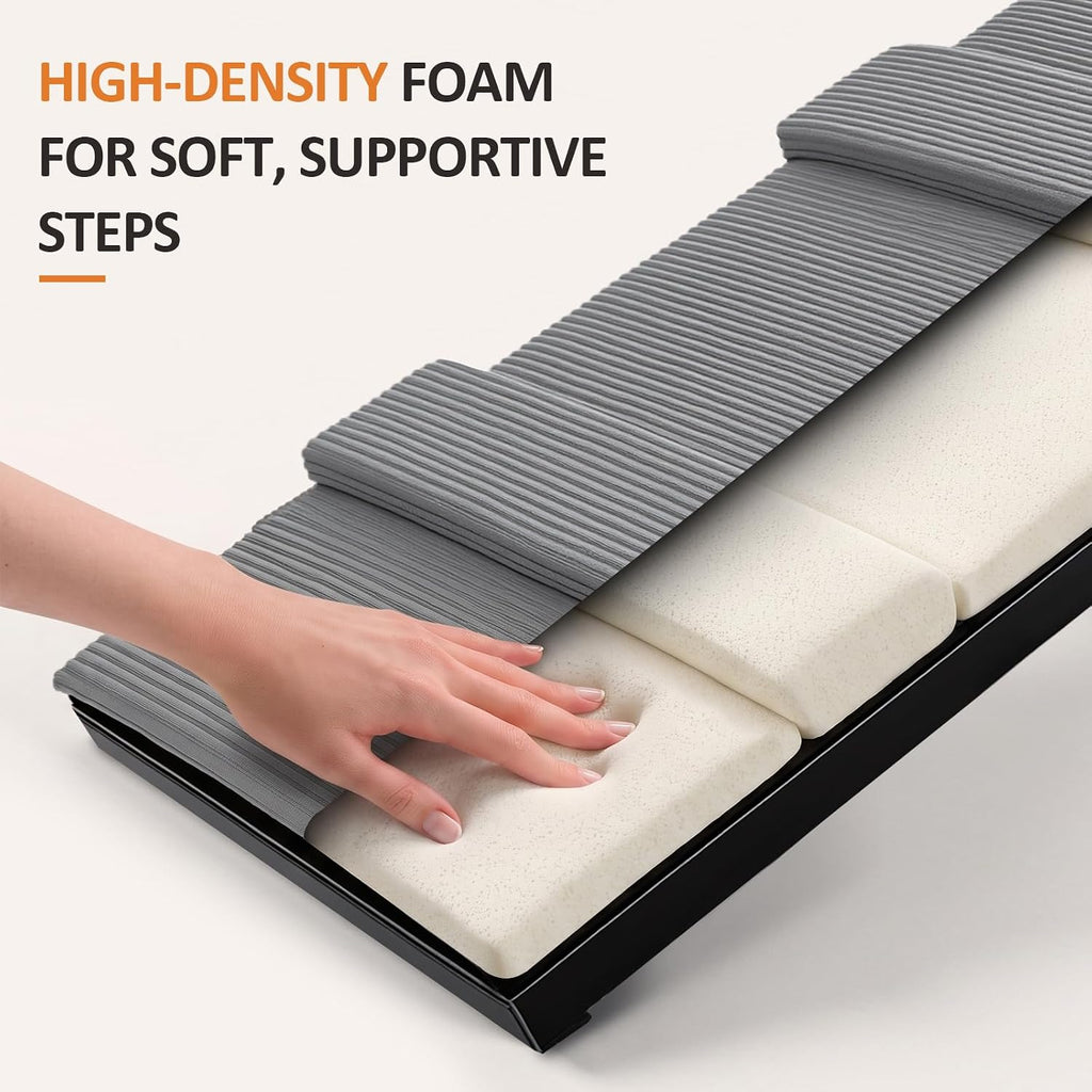 Dog Ramp for Bed & Couch, Foldable Pet Ramp with 5 Adjustable Height Levels, Non-Slip Striped Fabric, Portable Indoor