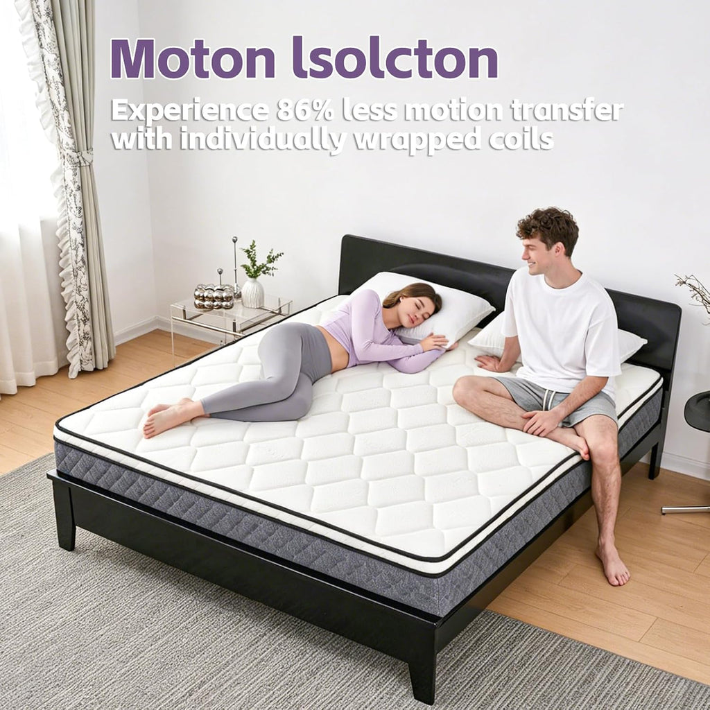 Queen Mattress, 12 Inch Cooling Hybrid Queen Mattress in a Box, Medium Firm with Gel Memory Foam & Individual Pocket
