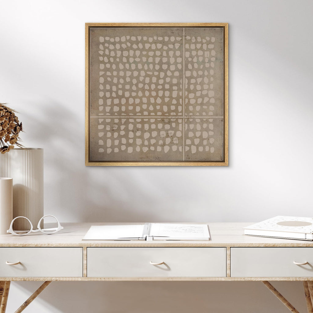 Framed Canvas Print Wall Art Geometric Grunge Minimal Dot Pattern Abstract Shapes Illustrations Modern Art Decorative