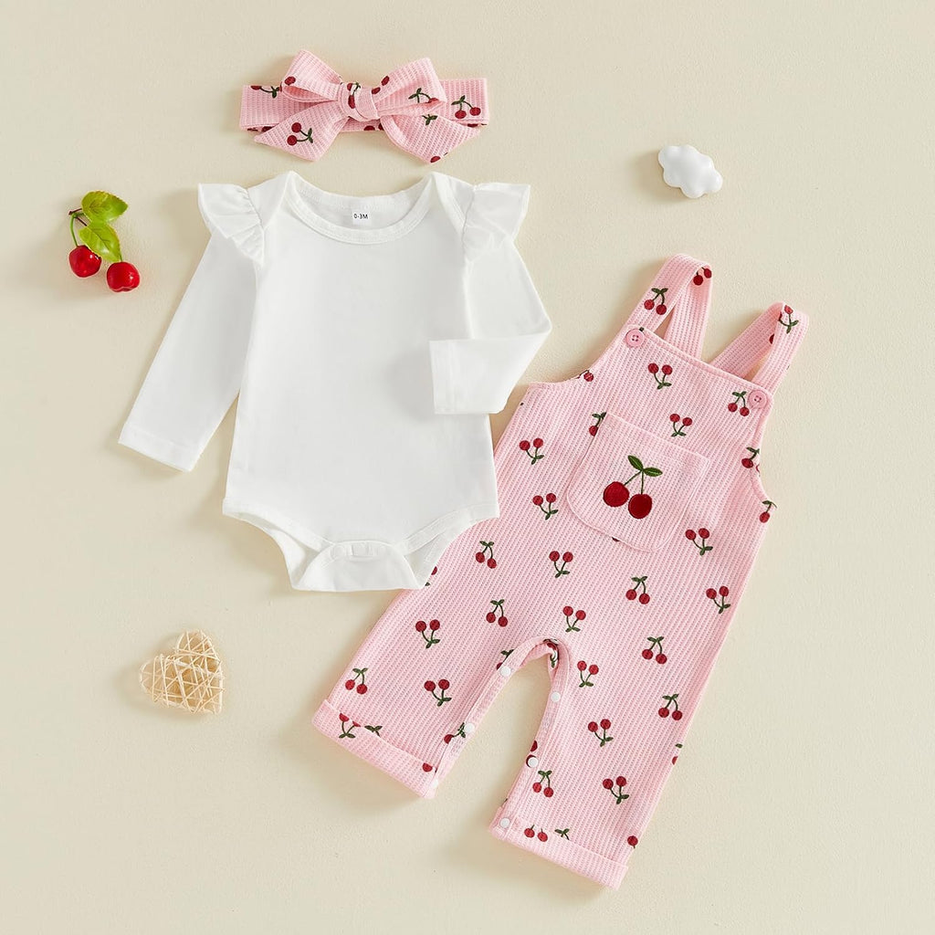 Infant Baby Girl Fall Outfits Romper Overalls Pants Set