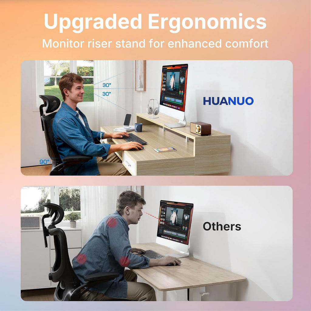 55′′ x 26′′ Electric Standing Desk with 2 Drawers &24.4′′ Large Keyboard Tray, C-Clamp Mount Compatible, Adjustable