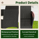 4-Piece Patio Furniture Set | Outdoor Wicker Furniture with Coffee Table | Modern Rattan Chairs Conversation Set | Outdoor Seating | Weather-Resistant | Black | for Porch, Garden, Lawn A106-B07NZNZXMV