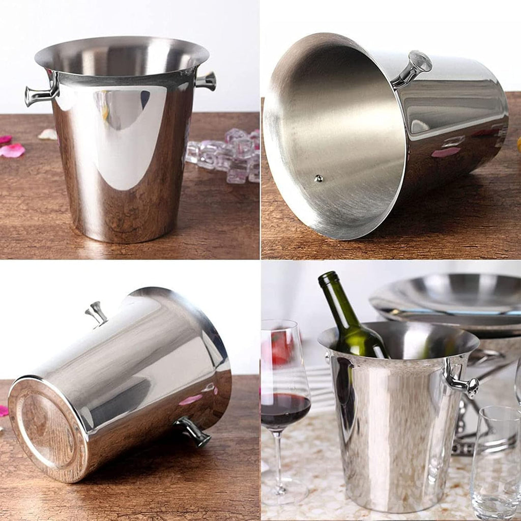 35.83" Ice Bucket with Stand, 5L Stainless Steel Champagne Bucket with Stand, Free Standing Ice Holder for Party