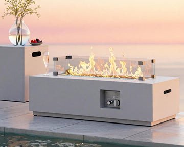 42" Rectangle Propane Fire Pit Table, Outdoor Natural Gas Firepit
