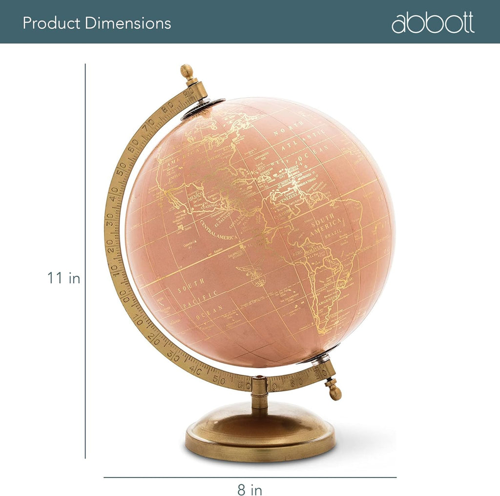 Abbott Collection 57-LATITUDE-18 Spinning Small Decorative Globe, White/Gold, 11" H