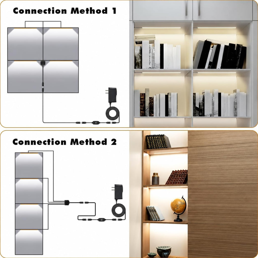 Black LED Shelf Lights, Display Cabinet Lights with Memory Function, 4 Pack x12 Inch Display Lights for Shelves, LED