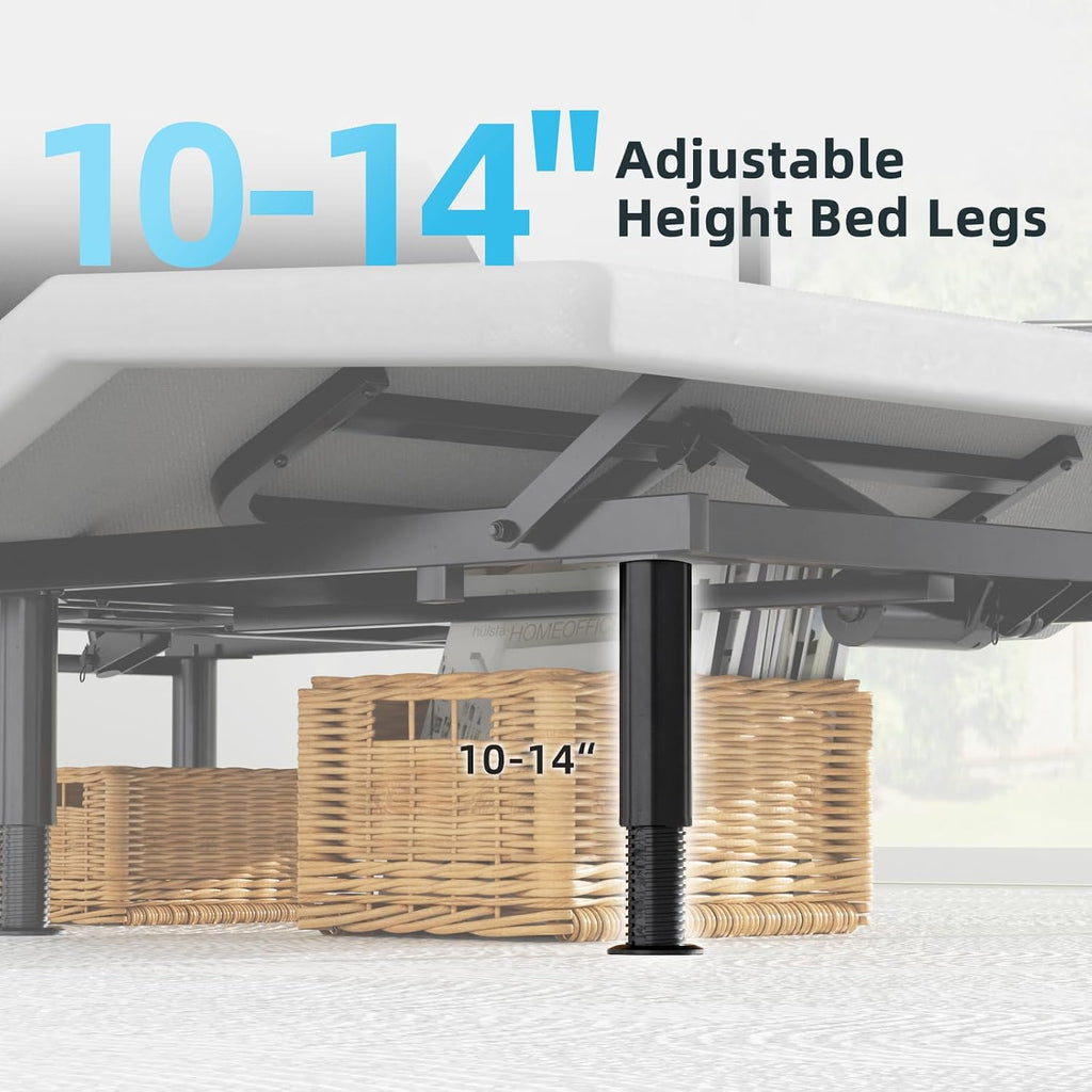 Heavy Duty King Adjustable Bed Frame, Wireless Remote, Dual USB Ports,Ergonomic Upholstered Bed Frame, Lift Motor