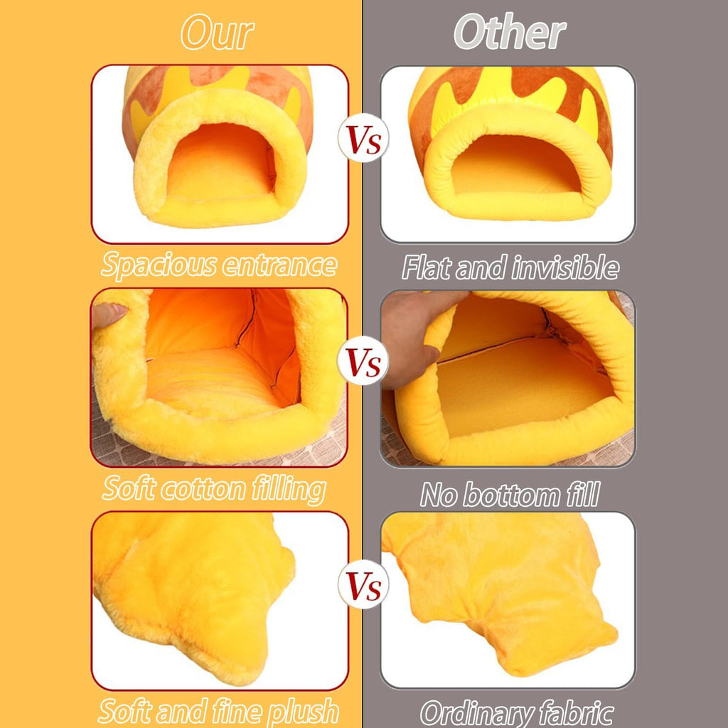 Honey Pot Cat Cave Bed, Soft and Thick Rebound Sponge Pet Nest with Removable & Washable Cushion