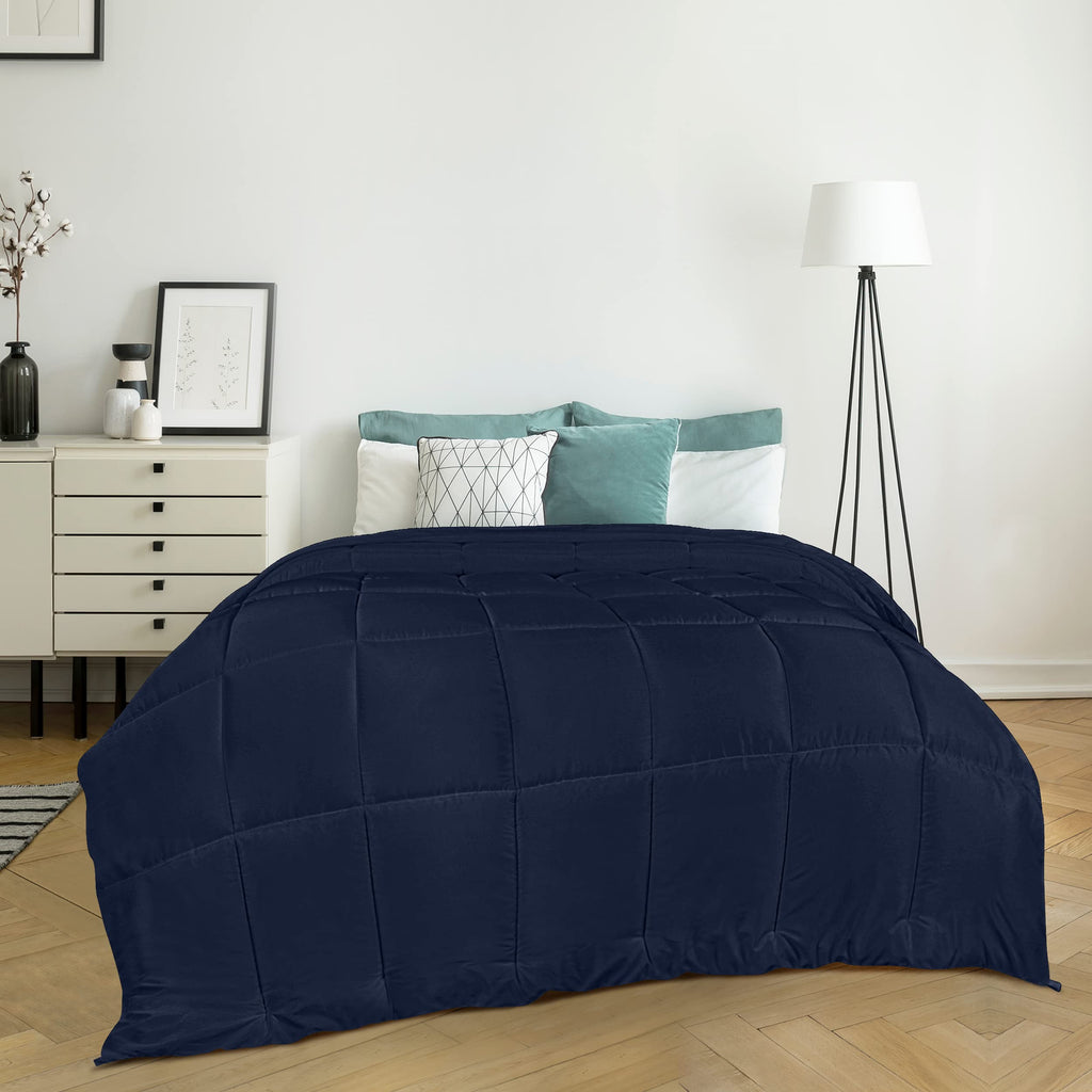 Comforters King UK Size, All Season Duvet Insert, Down Alternative Box Stitched Bed Comforter with Corner Tabs