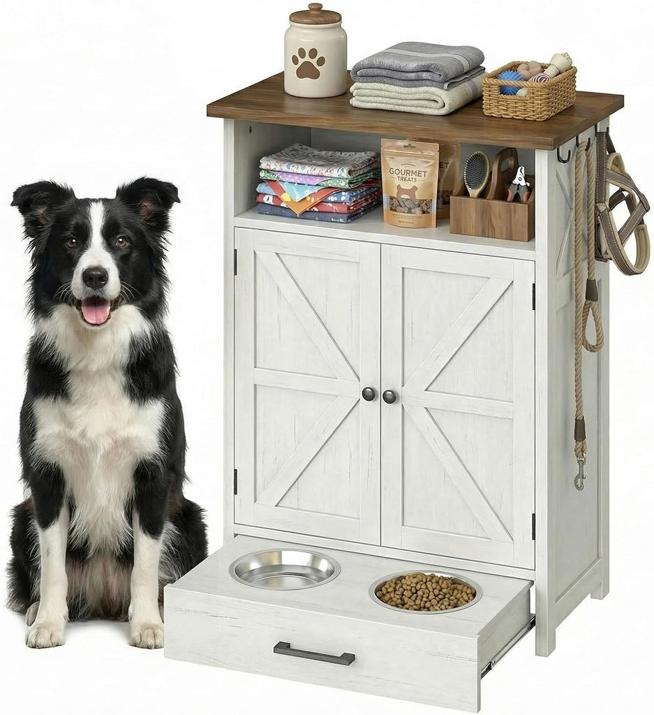 Dog Feeding Station with Storage, Dog Food Storage Cabinet