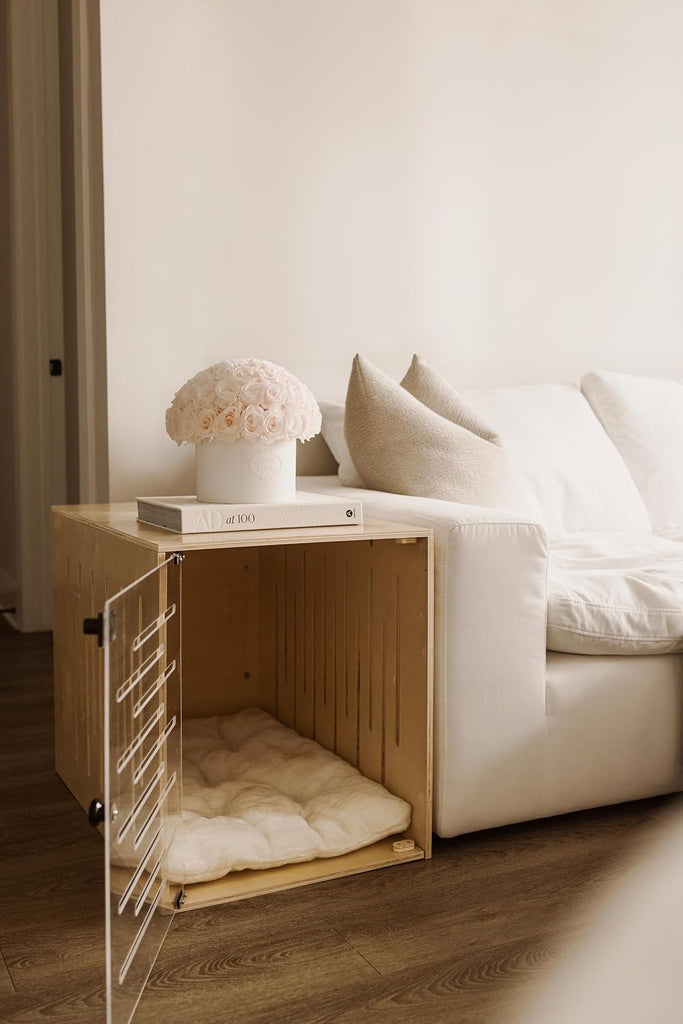 Modern Dog Crate Furniture, Aesthetic Dog Crate End Table for Small & Medium Dogs, Premium Birch Wood Indoor Dog