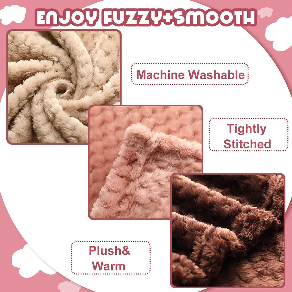 4 Pcs Baby Blanket for Girls Boys Infant 32x24,Beige Brown Color