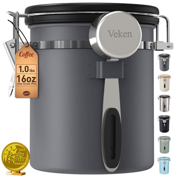 Coffee Canister, Airtight Stainless Steel Food Storage Container,16OZ