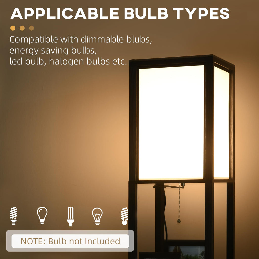 Modern Floor Lamp with Shelves & Dual Ambient Lighting Tall Black