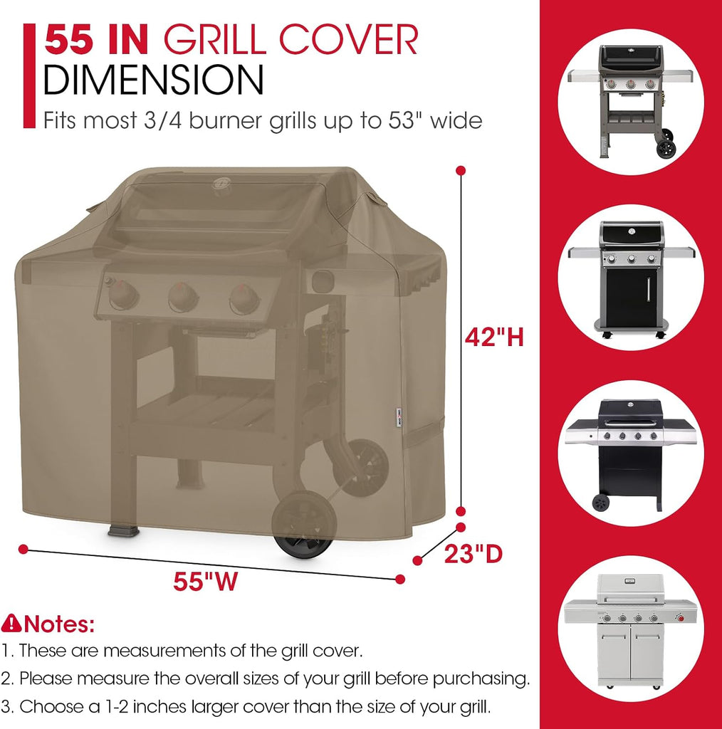 55 Inch Grill Cover, Outdoor Heavy Duty Waterproof BBQ Cover for Weber Charbroil Nexgrill Charcoal/Gas Grills, Fade