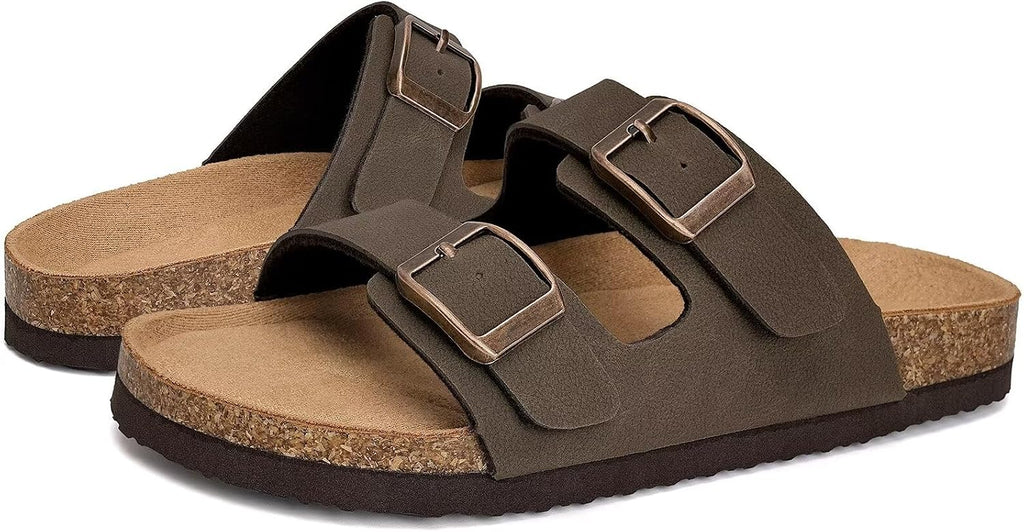 Kids Sandals Boys Girls Slide Summer Non-slip Cork Glitter Toddler Slippers with Adjustable Straps for Indoor &