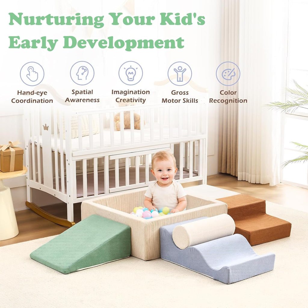 Climbing Toys for Toddlers, piece Soft Foam Climbing Blocks with Ball Pit