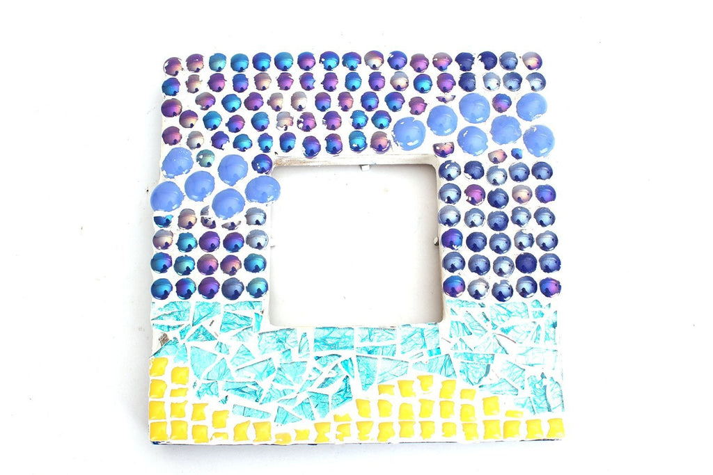 12mm (Approx. 1/2 Inch) Mosaic Tile, 1 Pound (16 oz. Bag) (1 Pound, Iridescent Light Blue (Round))