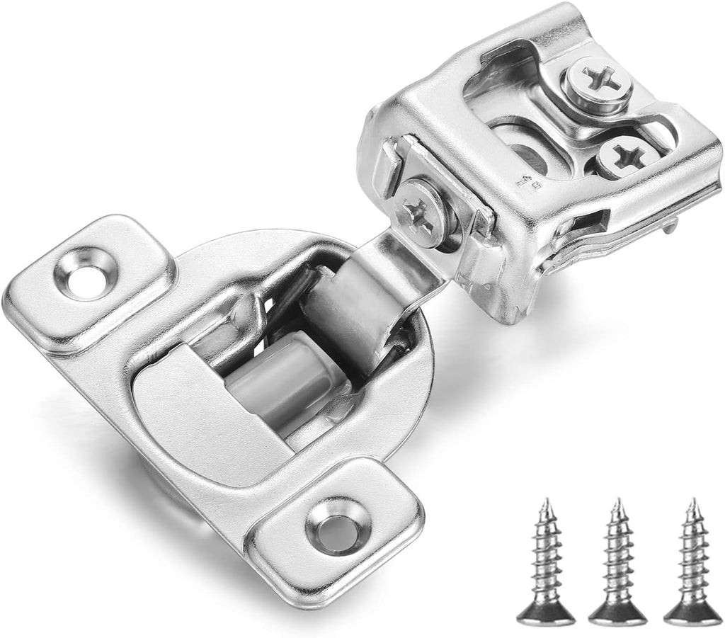 (4 Pack) 1 Inch Overlay Soft Close Cabinet Hinges, Kitchen Concealed Hinges for Face Frame Door, European Hinges with