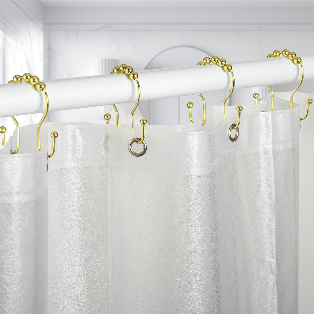 Shower Curtain Hooks, 12 Pcs Shower Curtain Rings, Stainless Steel Gold Shower Curtain Hooks, Rust Proof Shower