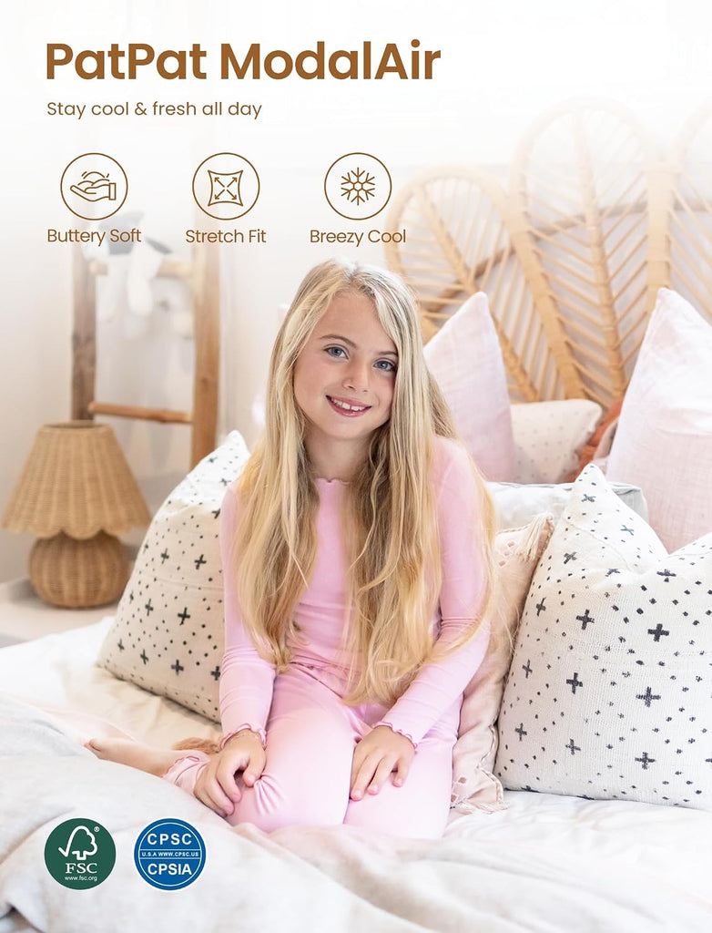 Kids Pajama Sets Years - Snug Fit Long Sleeve Sleepwear, Soft Breathable PJs for Girls Boys Toddler