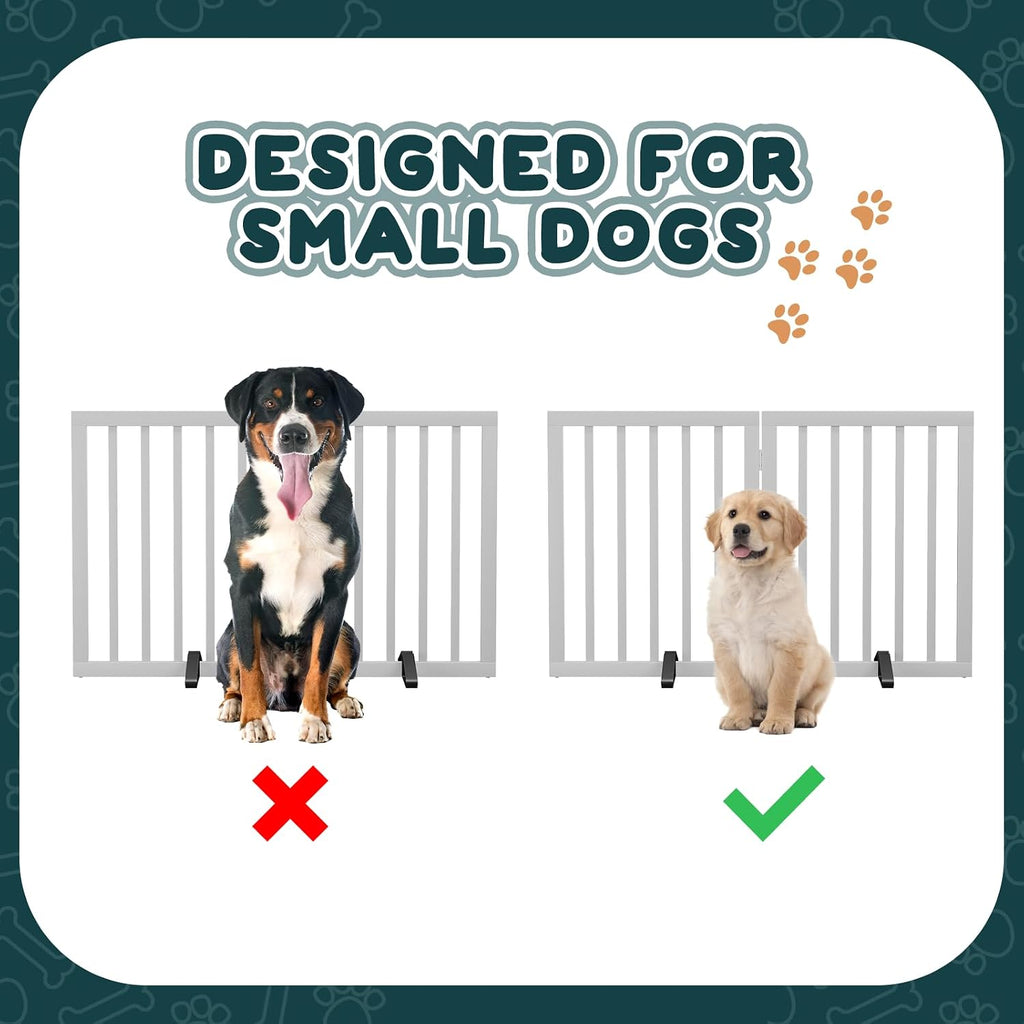 Bamboo Dog Gates Indoor 2-Panel Freestanding Puppy Gates for The House with 2 Metal Stands 24" H Folding Wood Pet