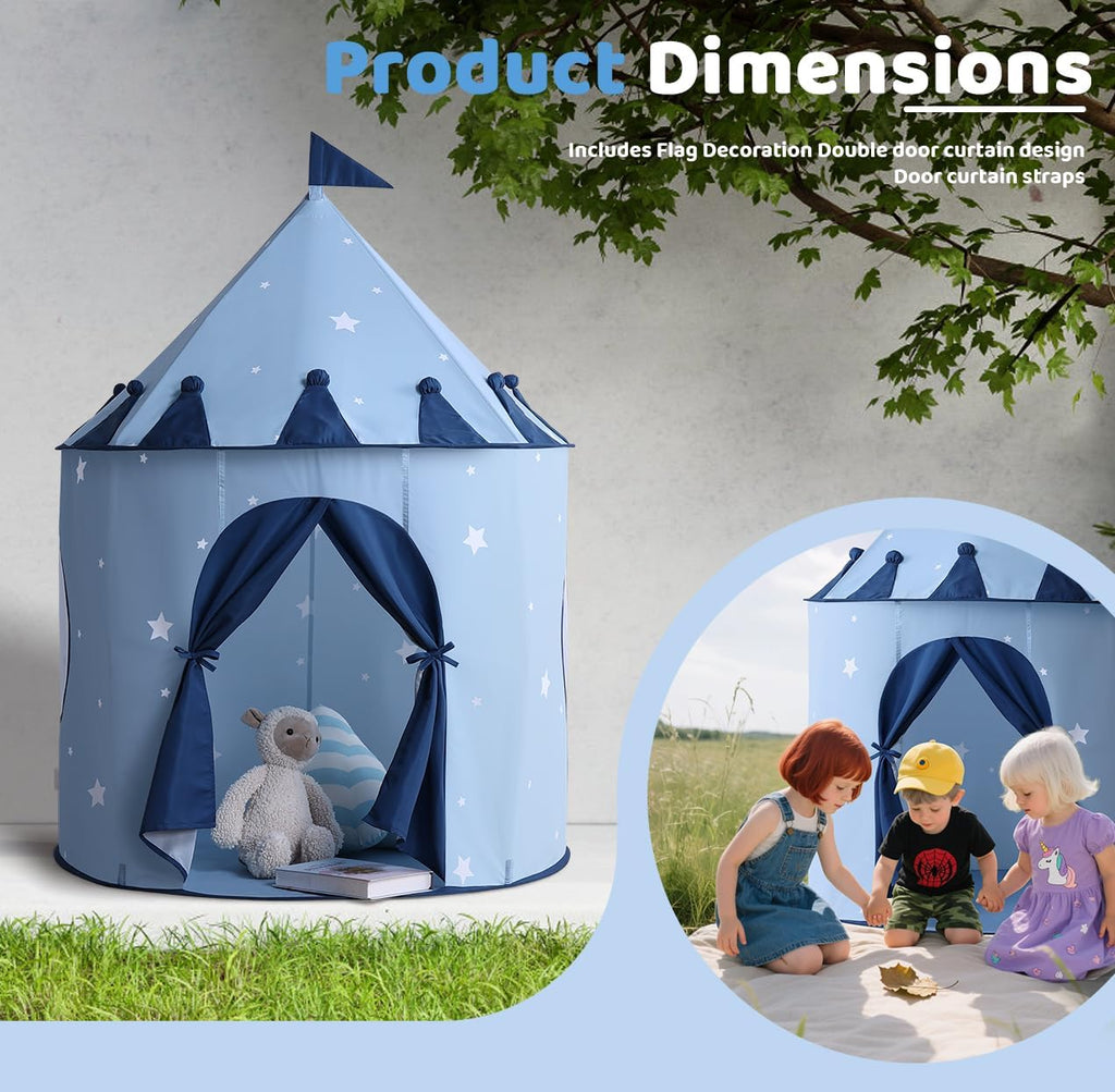 Blue Star Kids Tent:Pop up Kids Play Tent Made by Peachskin Fabric - Toddler House for Indoor & Outdoor - Great