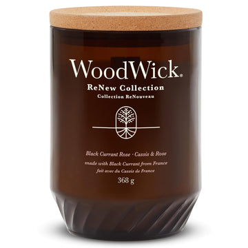 WoodWick Renew Scented Candle with Crackling Wick | Black Currant & Rose Large Candle | Plant Based Soy Coconut Wax