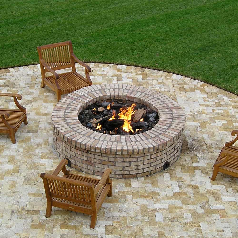 Round Match Lit Fire Pit Burner Kit with 24-Inch Stainless Steel Burner, Natural Gas, Polished
