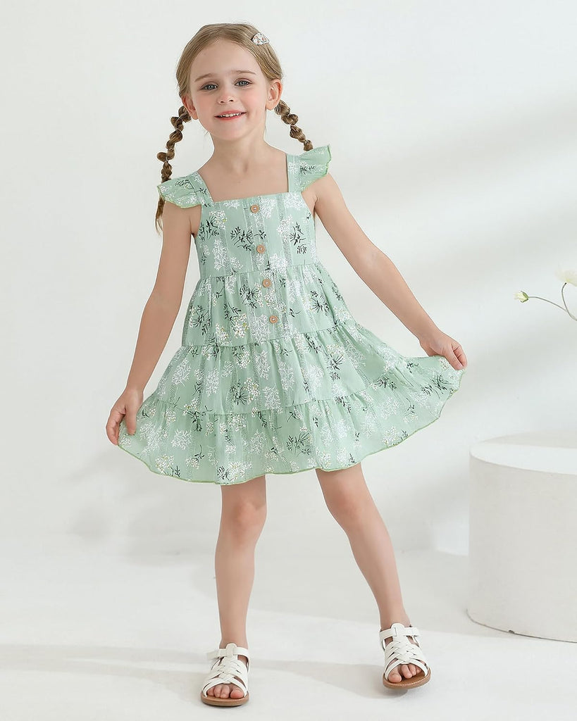 Toddler Girl Dress Summer Baby Girls Dresses 2025 Fly Sleeve Casual Floral Princess Toddler Dresses