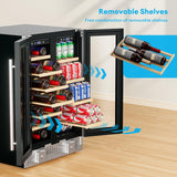 24 Inch Dual Zone Wine and Beverage Refrigerator, Wine Cooler with Glass Door Ho